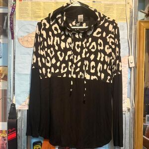 Sew In Love Women's Leopard Print Colorblock Hoodie